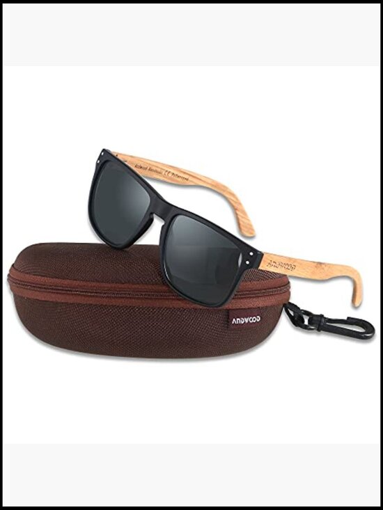Wood Frame Polarized Sunglasses UV Protection Square Shape main image 5